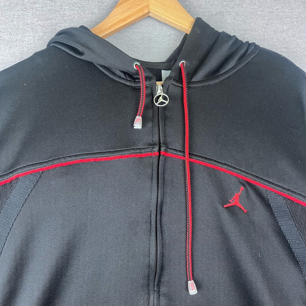 VTG Nike Air Jordan Hoodie Track Jacket Mens XXL 90s Y2K Black Red 23 Jumpman
